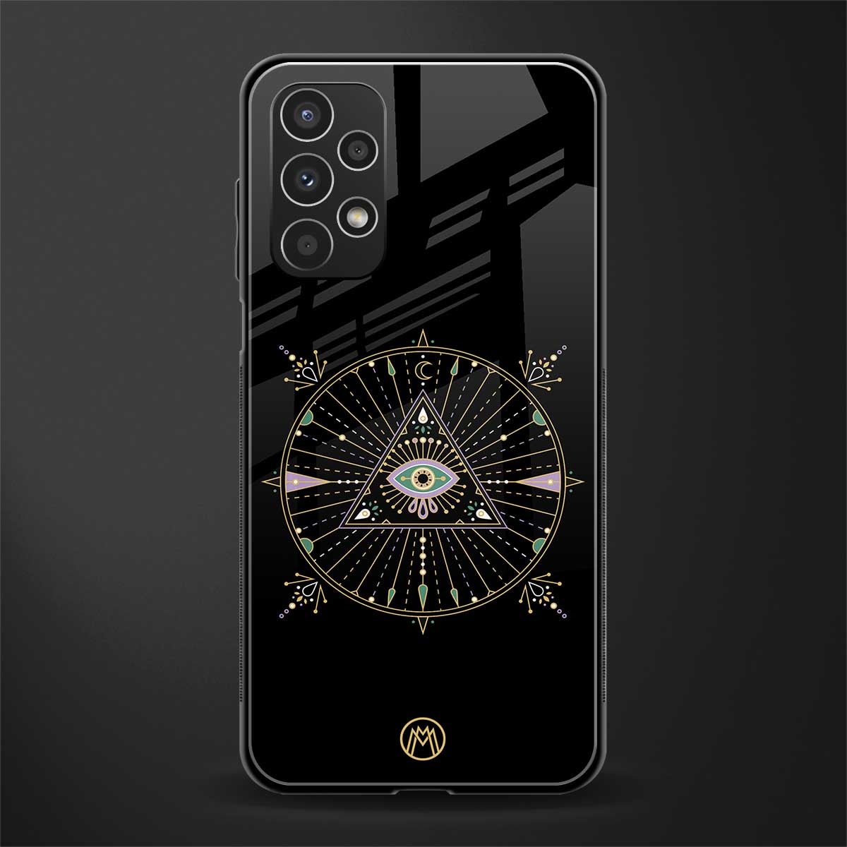evil eye mandala black back phone cover | glass case for samsung galaxy a13 4g