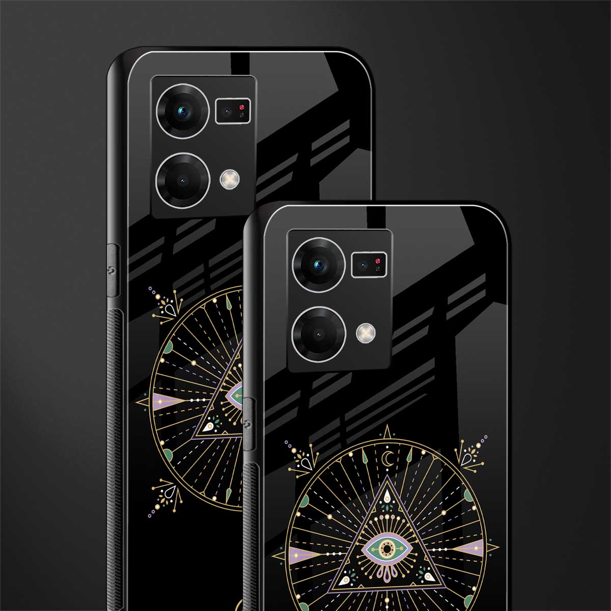 evil eye mandala black back phone cover | glass case for oppo f21 pro 4g