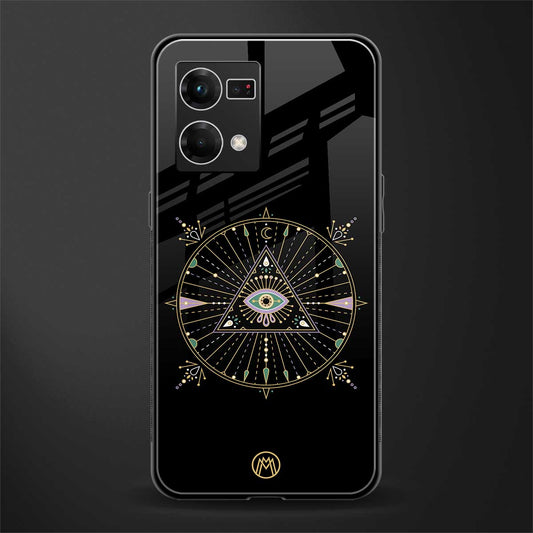 evil eye mandala black back phone cover | glass case for oppo f21 pro 4g