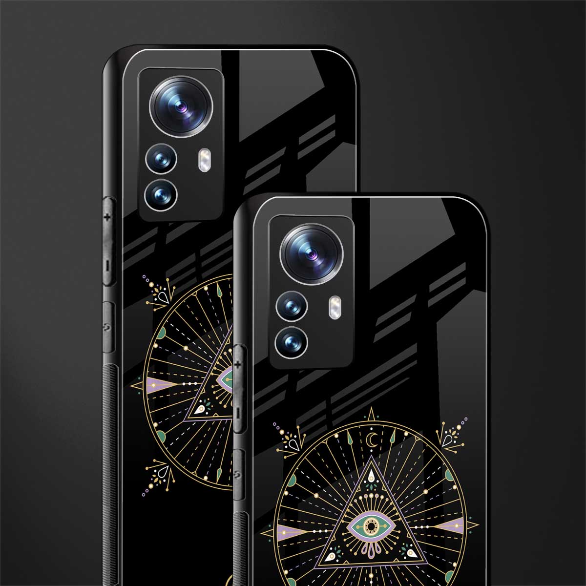 evil eye mandala black back phone cover | glass case for xiaomi 12 pro