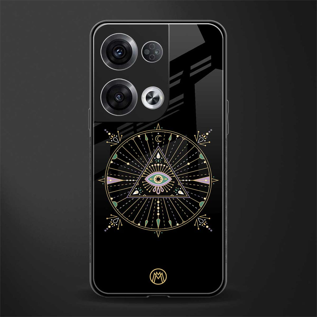 evil eye mandala black back phone cover | glass case for oppo reno 8