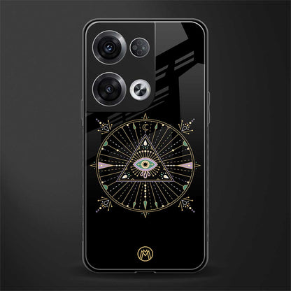evil eye mandala black back phone cover | glass case for oppo reno 8