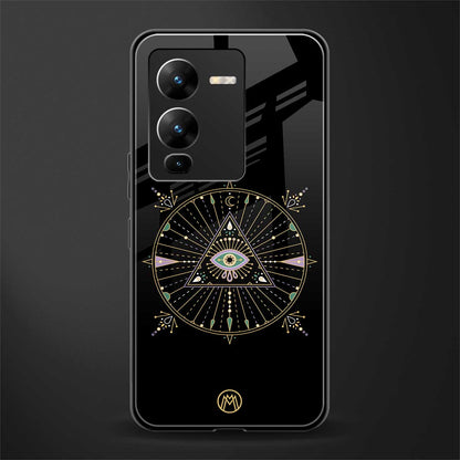 evil eye mandala black back phone cover | glass case for vivo v25 pro 5g