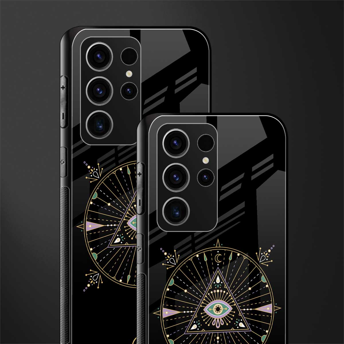 evil eye mandala black glass case for phone case | glass case for samsung galaxy s23 ultra