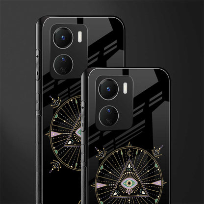 evil eye mandala black back phone cover | glass case for vivo y16