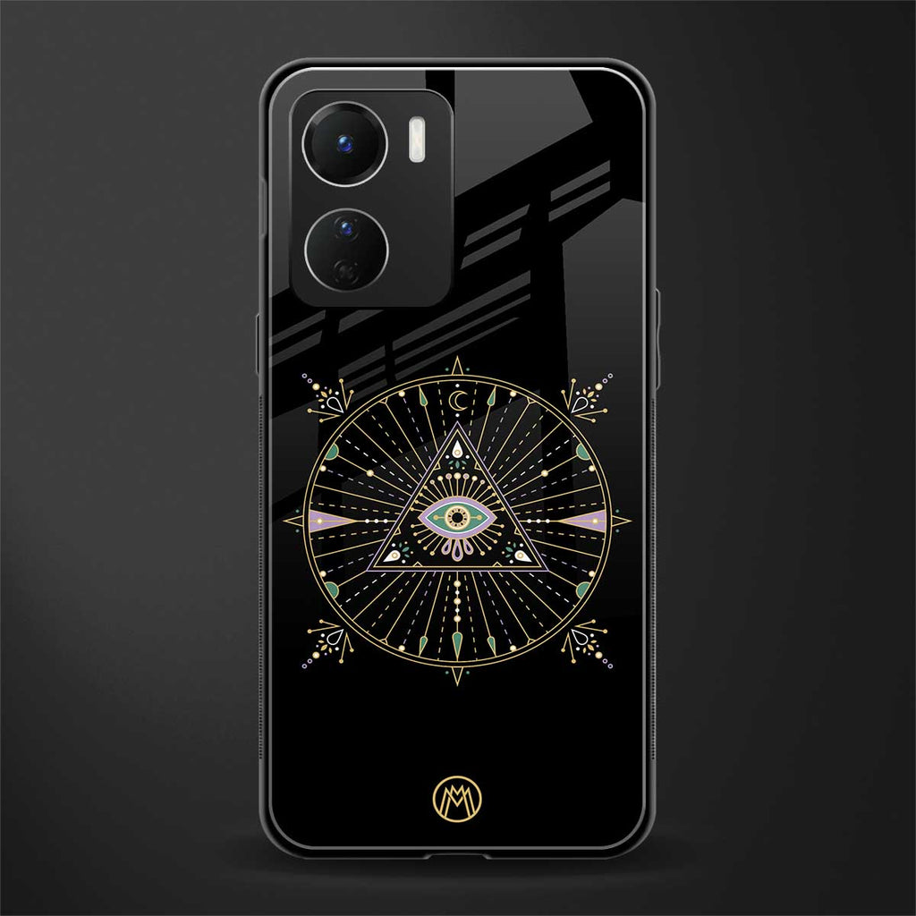 evil eye mandala black back phone cover | glass case for vivo y16