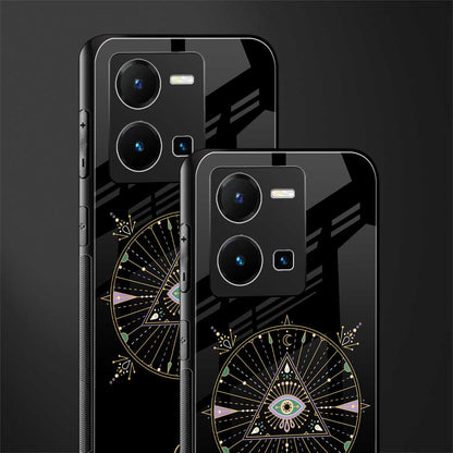 evil eye mandala black back phone cover | glass case for vivo y35 4g