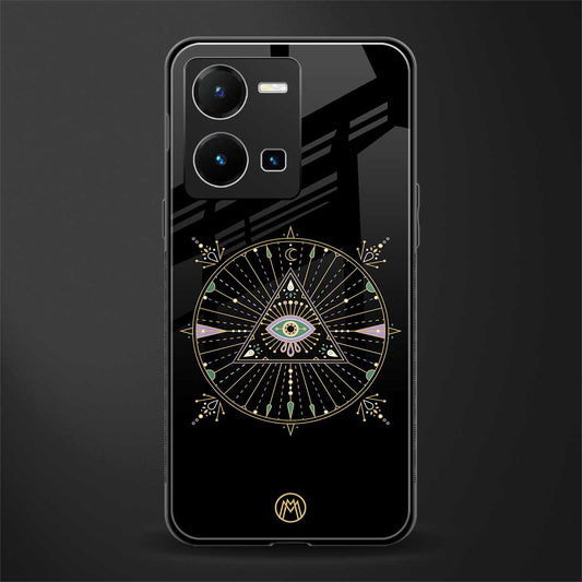 evil eye mandala black back phone cover | glass case for vivo y35 4g