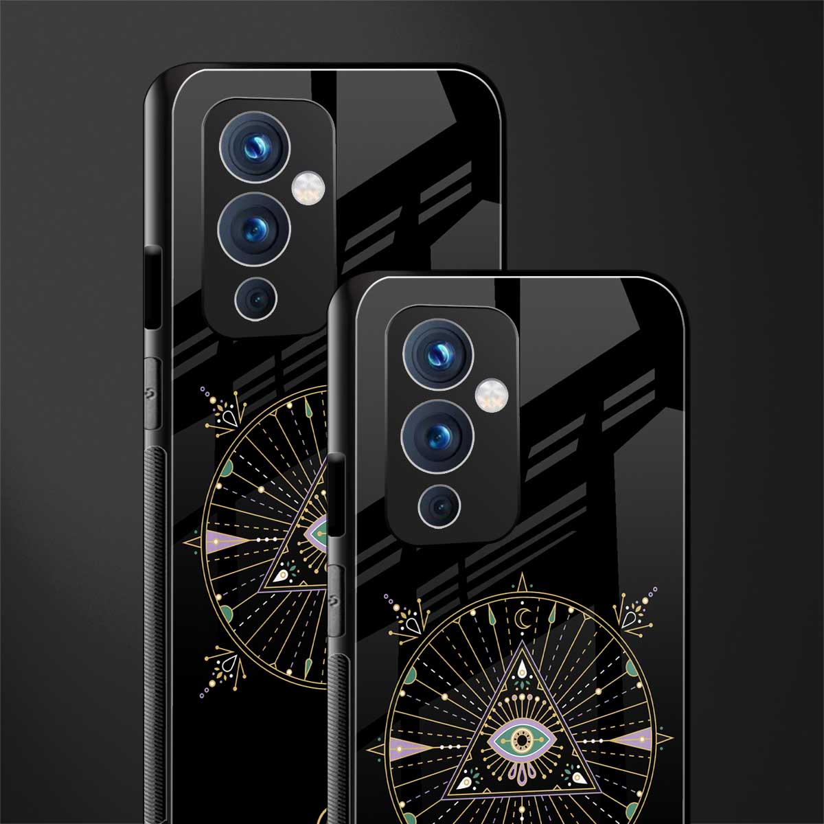 evil eye mandala black back phone cover | glass case for oneplus 9