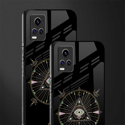 evil eye mandala black back phone cover | glass case for vivo v21e 4g