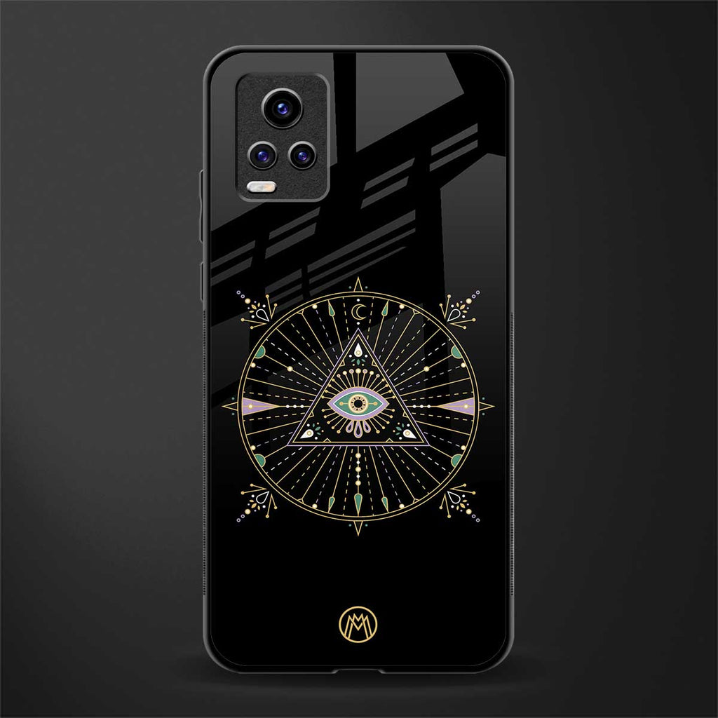 evil eye mandala black back phone cover | glass case for vivo v21e 4g