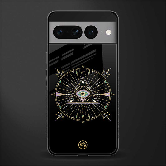 evil eye mandala black back phone cover | glass case for google pixel 7 pro