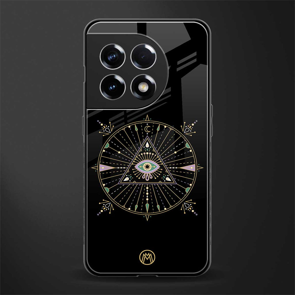 evil eye mandala black back phone cover | glass case for oneplus 11r