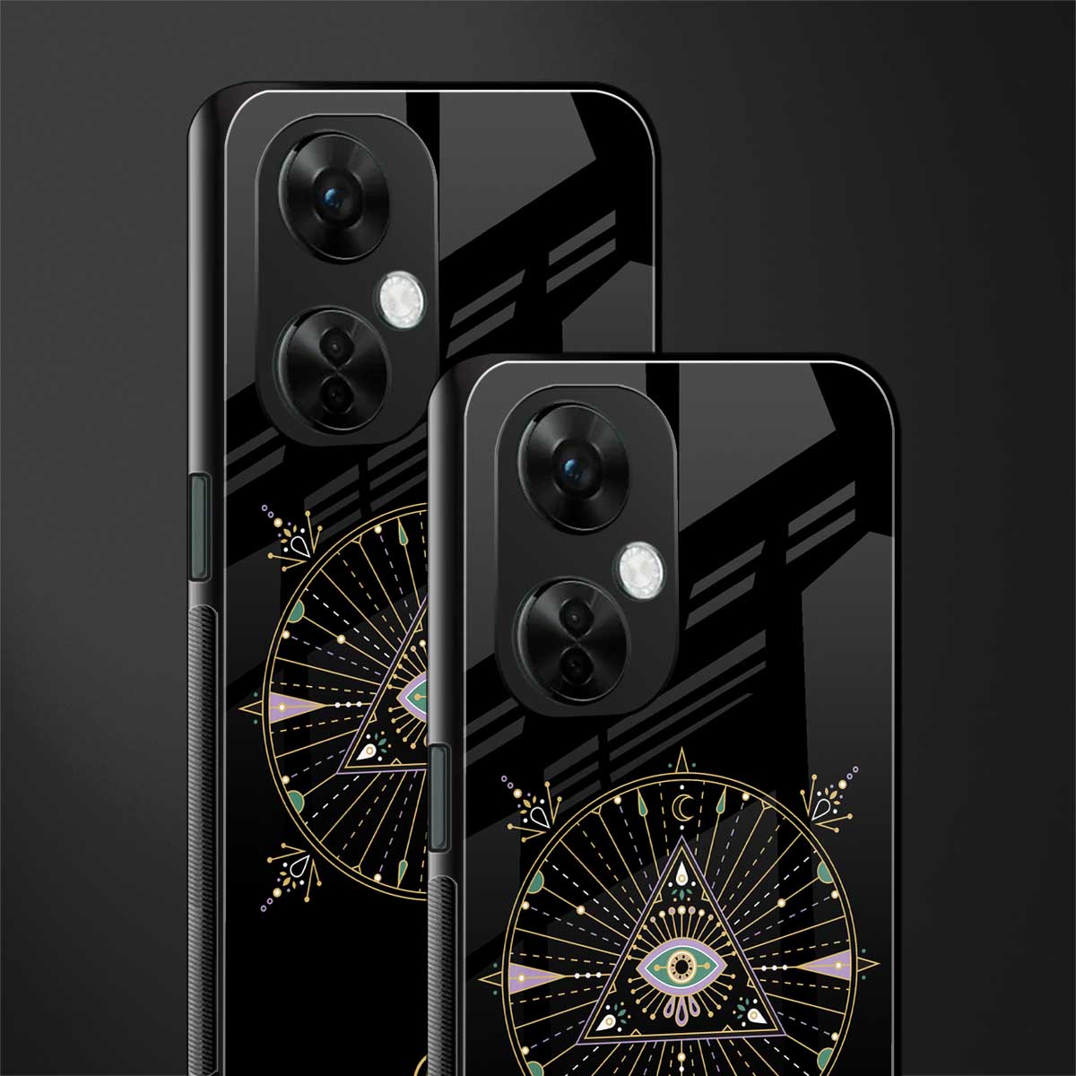 evil eye mandala black back phone cover | glass case for oneplus nord ce 3 lite