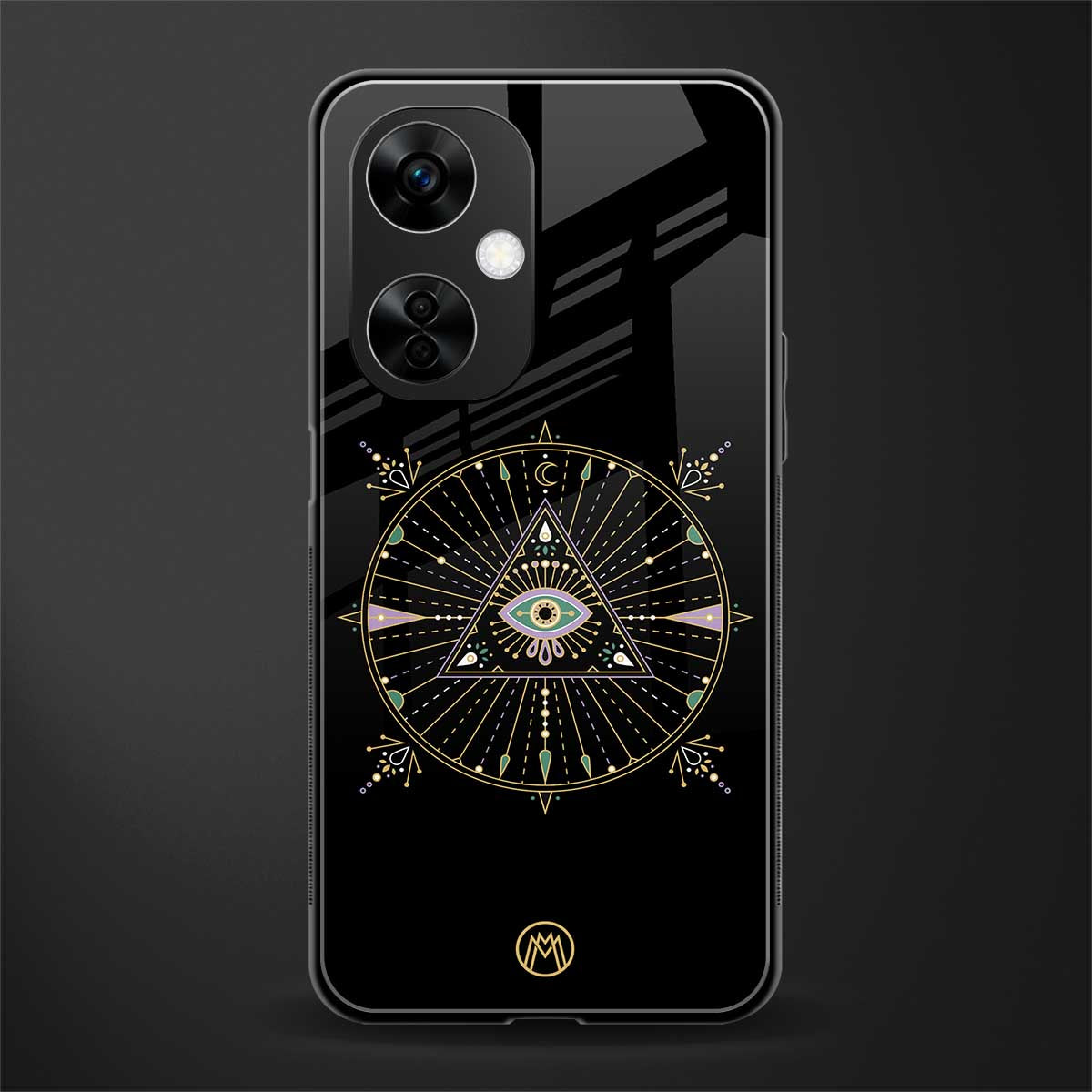 evil eye mandala black back phone cover | glass case for oneplus nord ce 3 lite