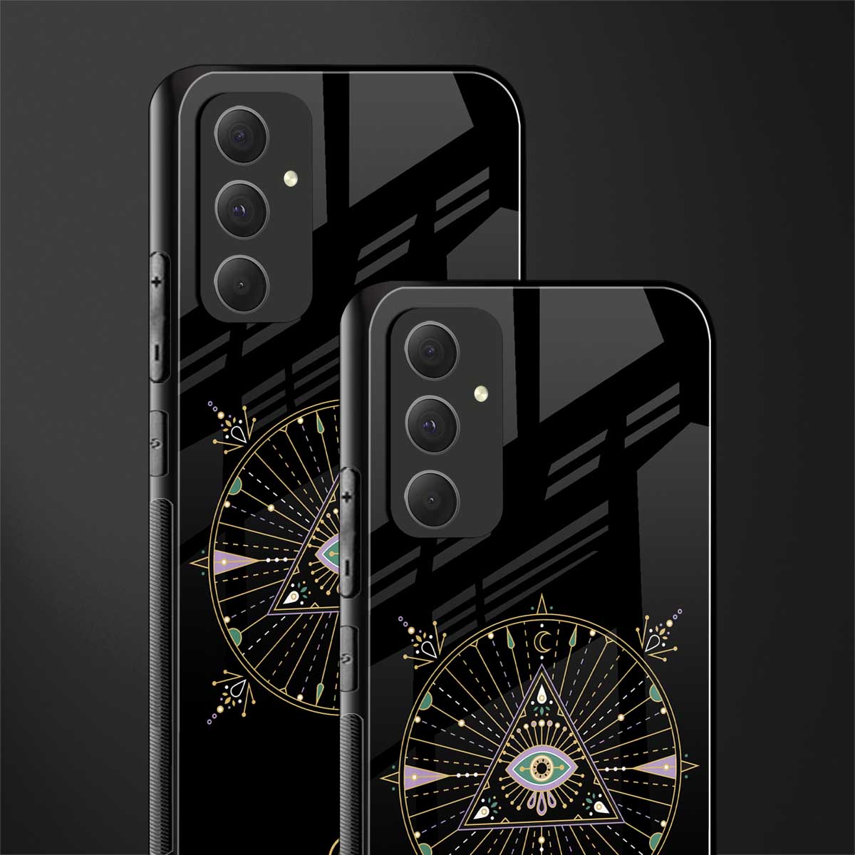 evil eye mandala black back phone cover | glass case for samsung galaxy a54 5g