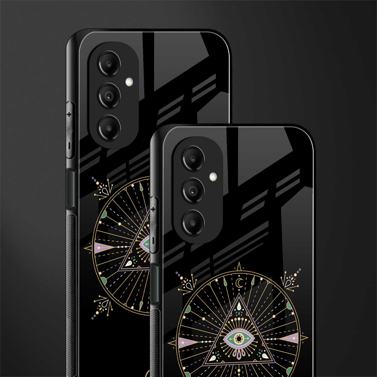 evil eye mandala black back phone cover | glass case for samsung galaxy a14 5g