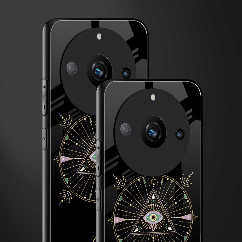 evil eye mandala black back phone cover | glass case for realme 11 pro 5g