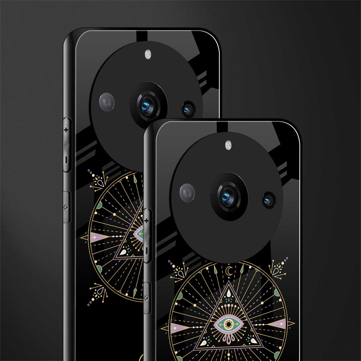 evil eye mandala black back phone cover | glass case for realme 11 pro 5g