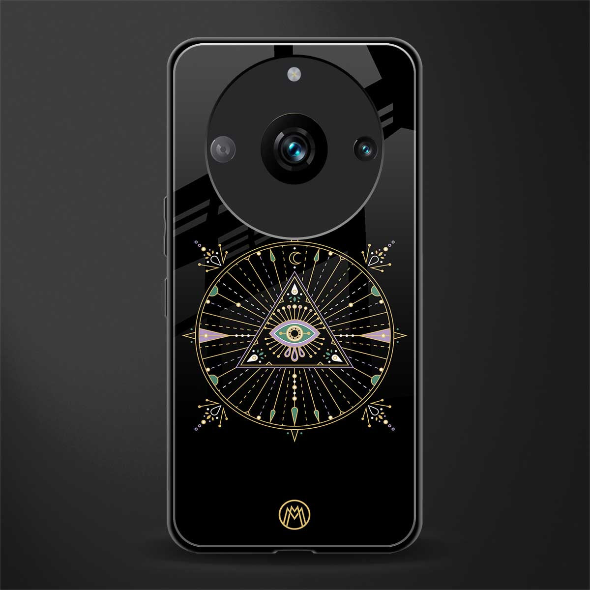 evil eye mandala black back phone cover | glass case for realme 11 pro 5g