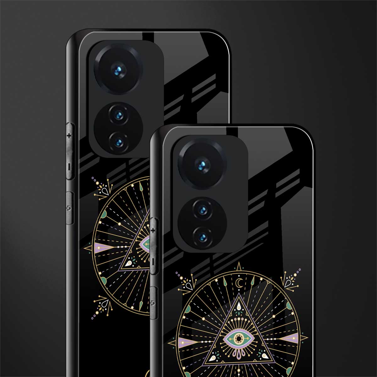 evil eye mandala black back phone cover | glass case for vivo t1 44w 4g