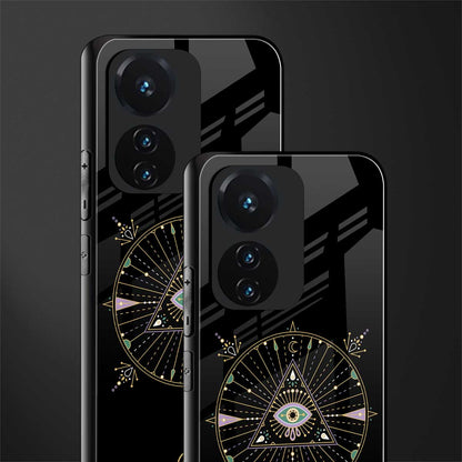 evil eye mandala black back phone cover | glass case for vivo t1 44w 4g