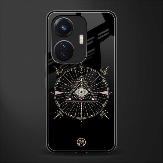 evil eye mandala black back phone cover | glass case for vivo t1 44w 4g