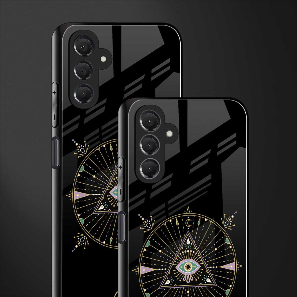 evil eye mandala black back phone cover | glass case for samsun galaxy a24 4g