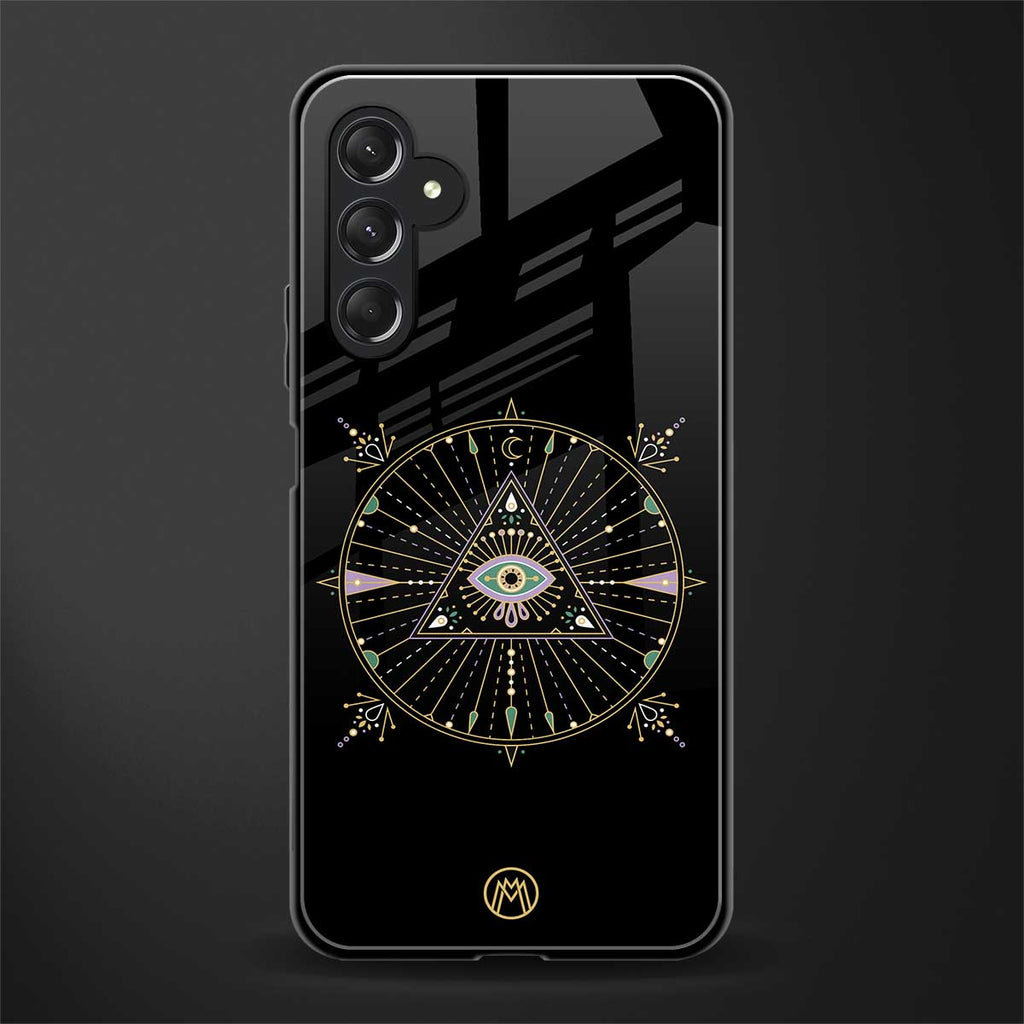 evil eye mandala black back phone cover | glass case for samsun galaxy a24 4g