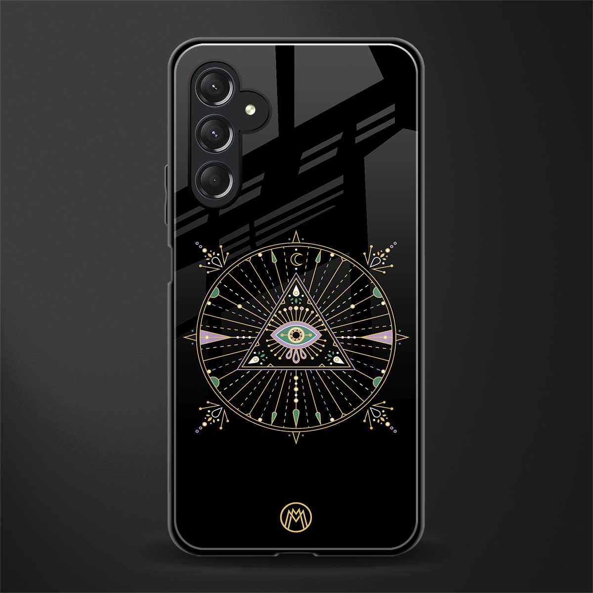 evil eye mandala black back phone cover | glass case for samsun galaxy a24 4g