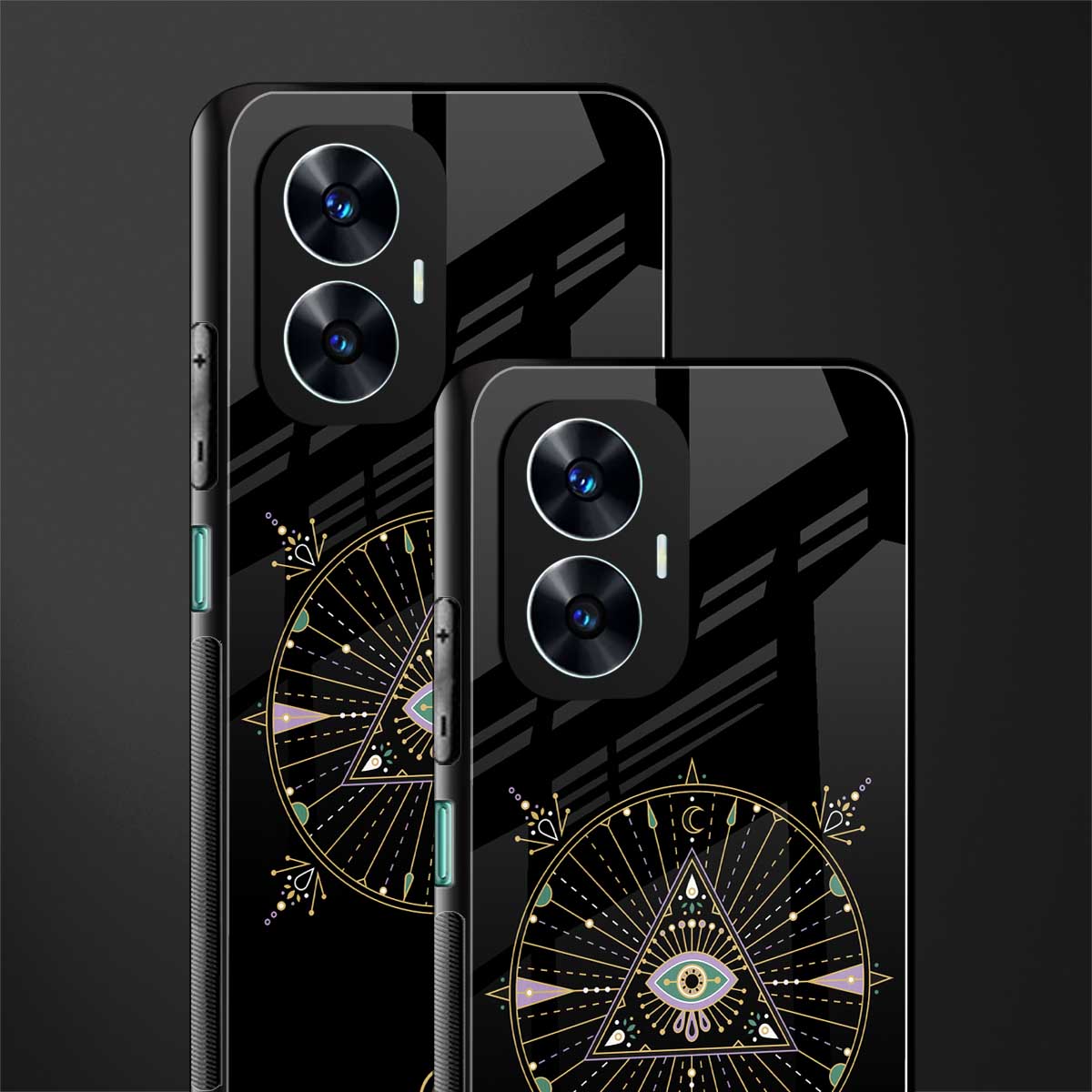 evil eye mandala black back phone cover | glass case for realme c55