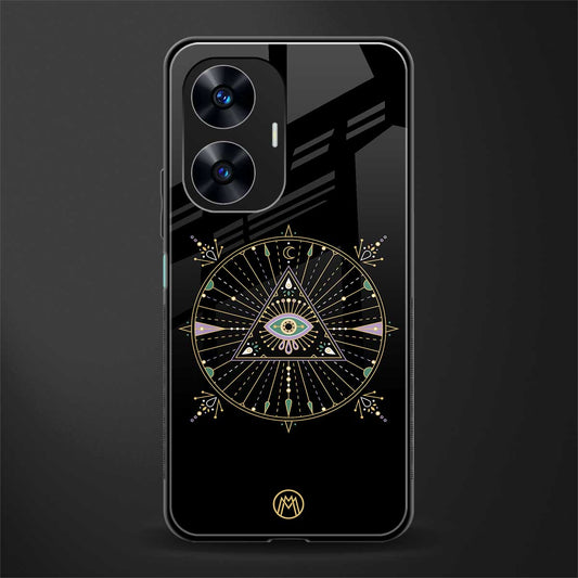 evil eye mandala black back phone cover | glass case for realme c55