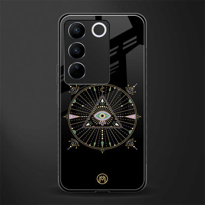 evil eye mandala black back phone cover | glass case for vivo v27 pro 5g