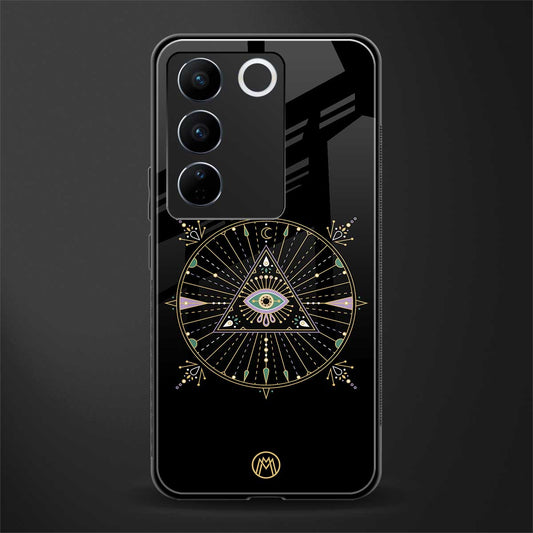 evil eye mandala black back phone cover | glass case for vivo v27 pro 5g