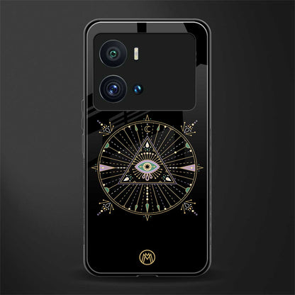 evil eye mandala black back phone cover | glass case for iQOO 9 Pro
