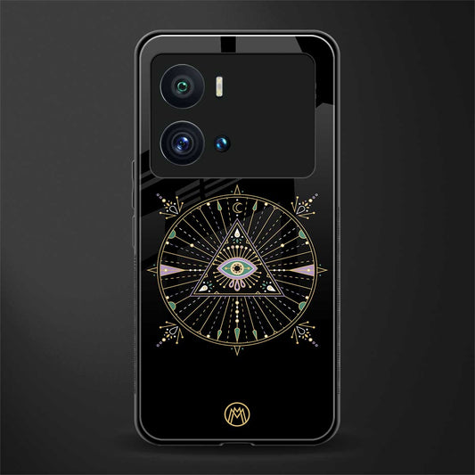 evil eye mandala black back phone cover | glass case for iQOO 9 Pro