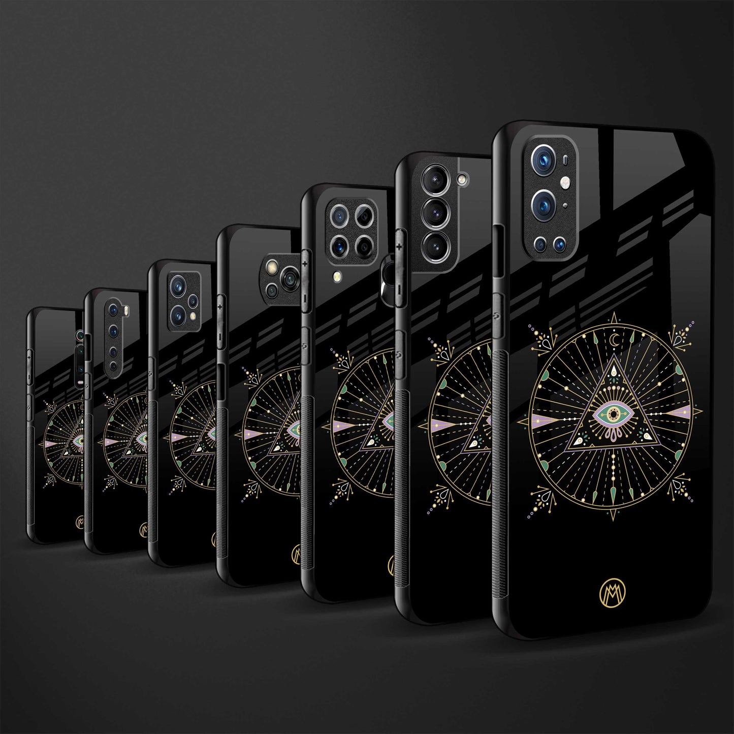 evil eye mandala black back phone cover | glass case for vivo t1 44w 4g