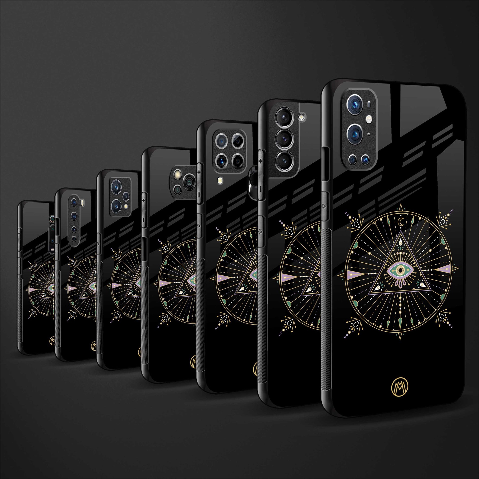 evil eye mandala black back phone cover | glass case for vivo t1 44w 4g