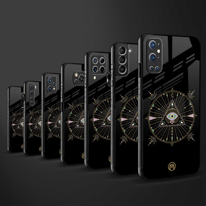evil eye mandala black back phone cover | glass case for vivo v27 pro 5g