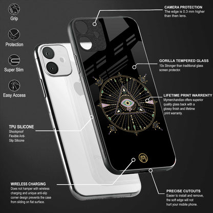 evil eye mandala black back phone cover | glass case for vivo v25-5g