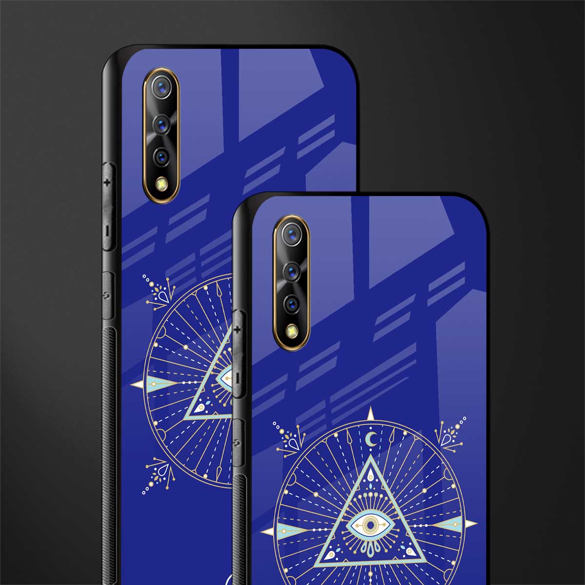 evil eye mandala blue glass case for vivo s1 image-2