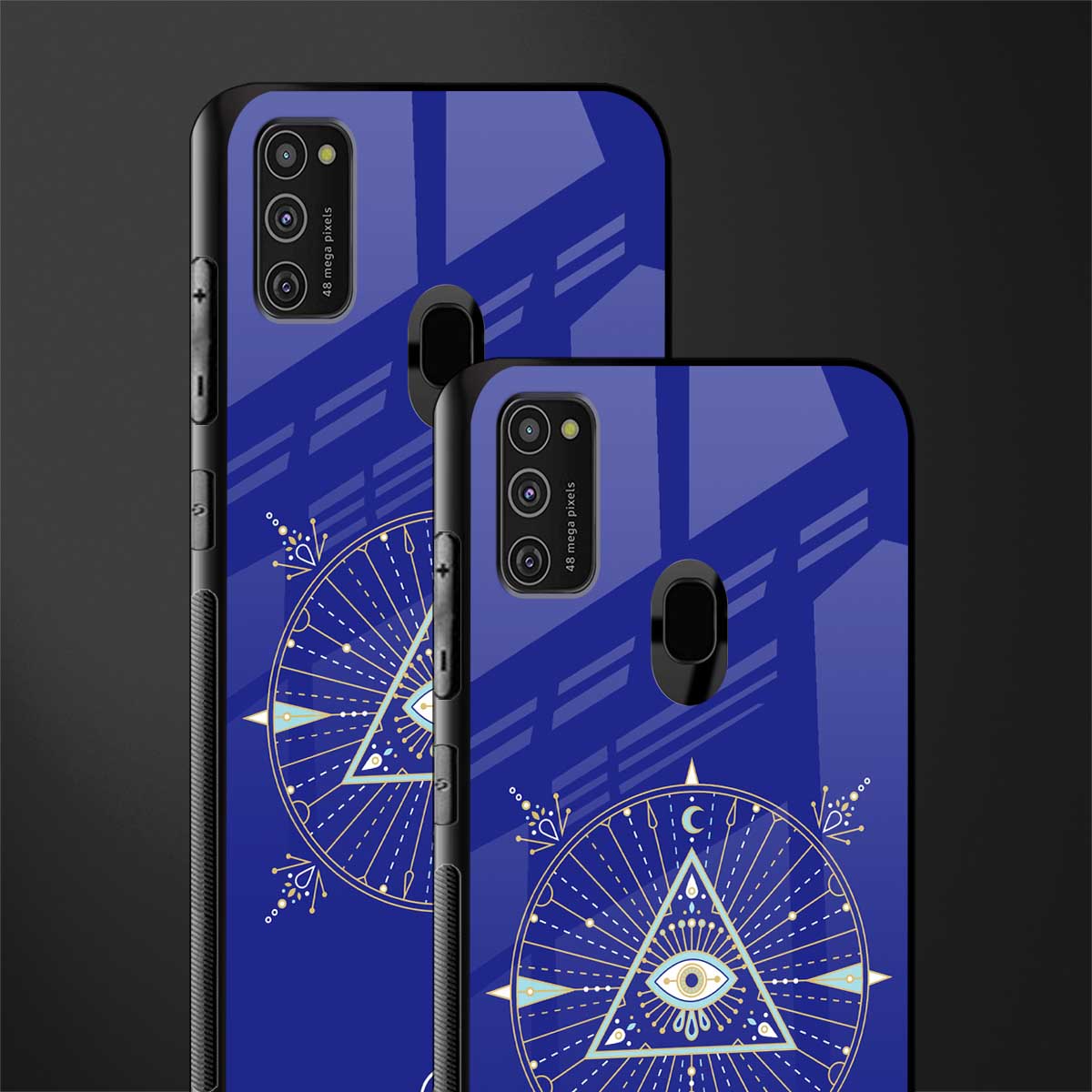 evil eye mandala blue glass case for samsung galaxy m30s image-2