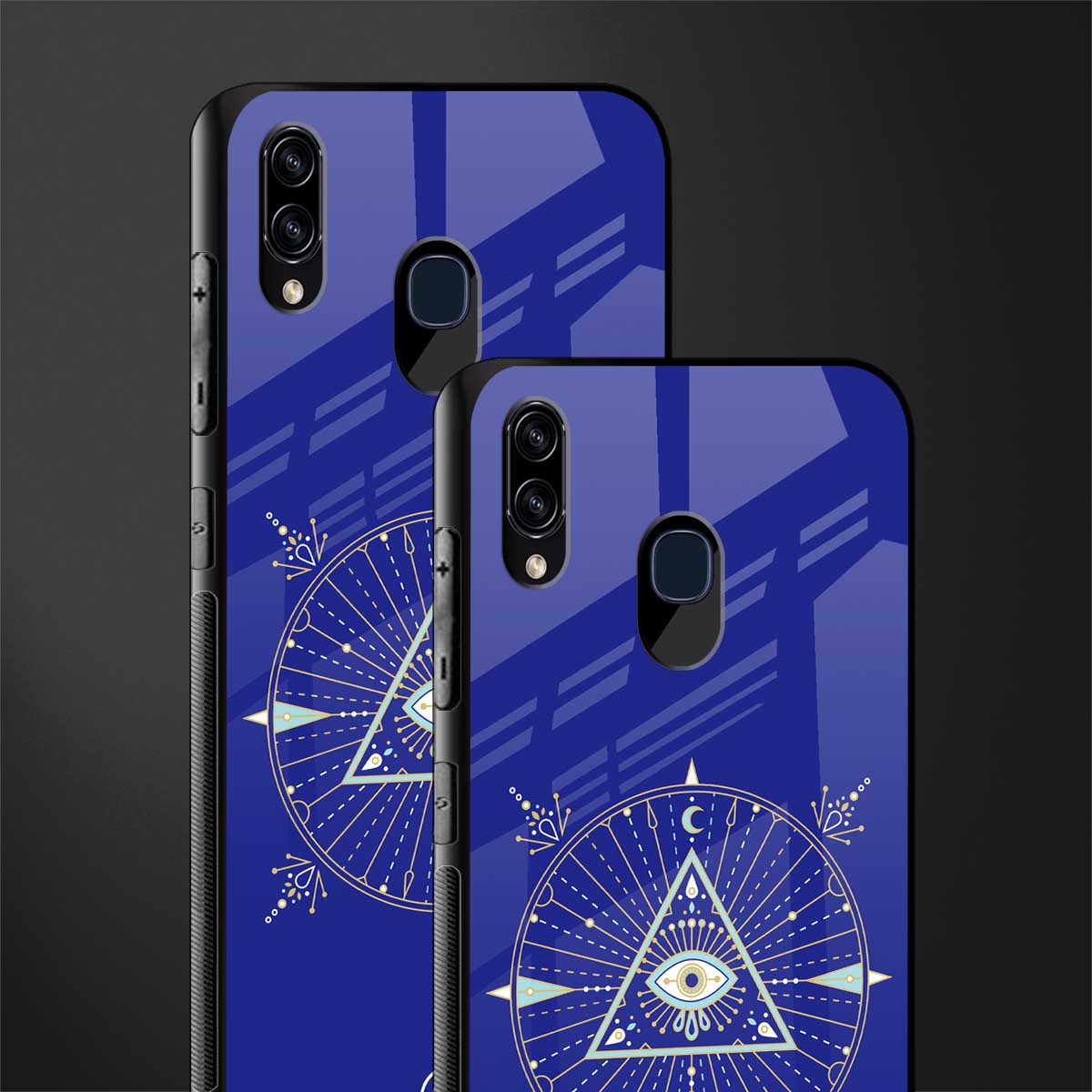 evil eye mandala blue glass case for samsung galaxy a30 image-2