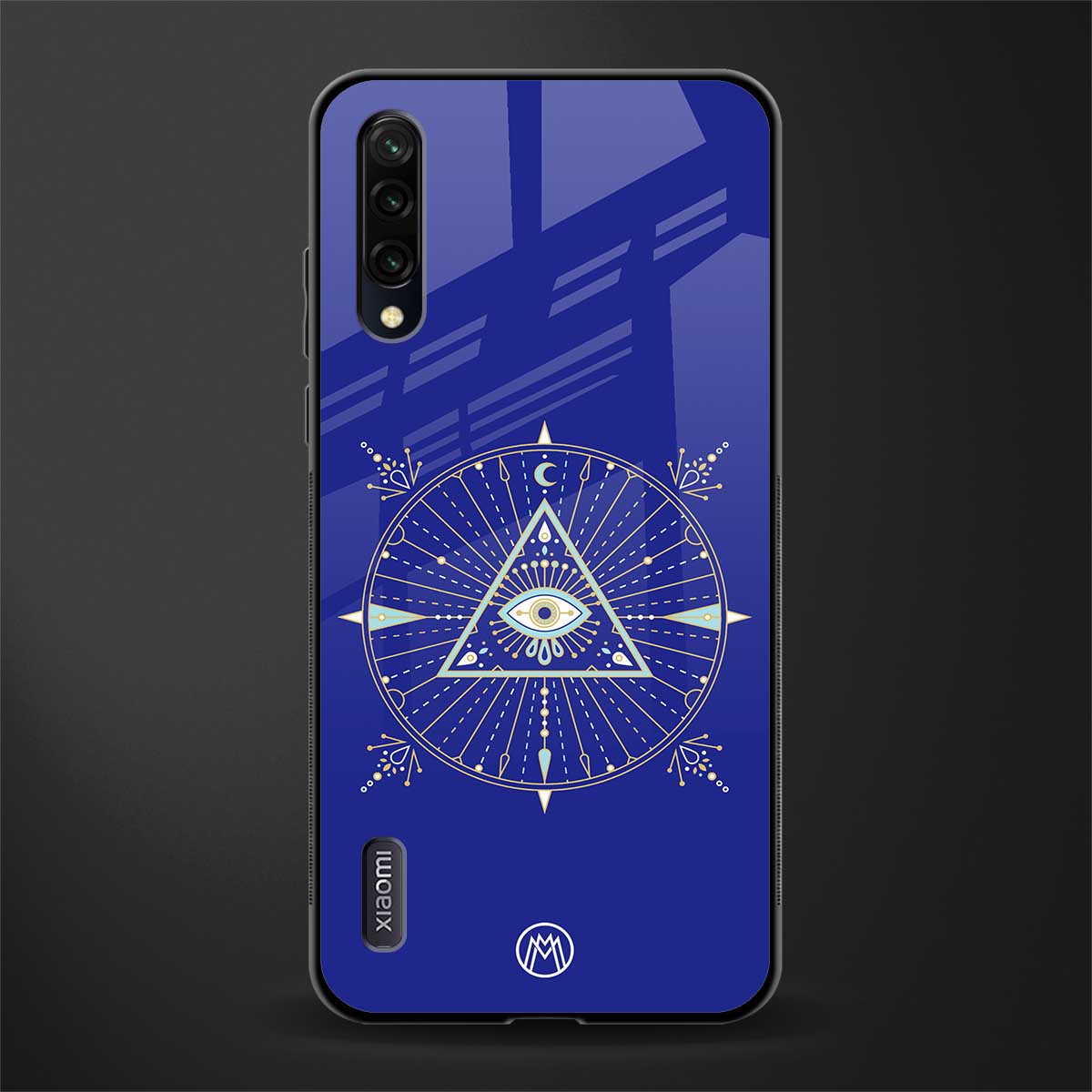 evil eye mandala blue glass case for mi a3 redmi a3 image