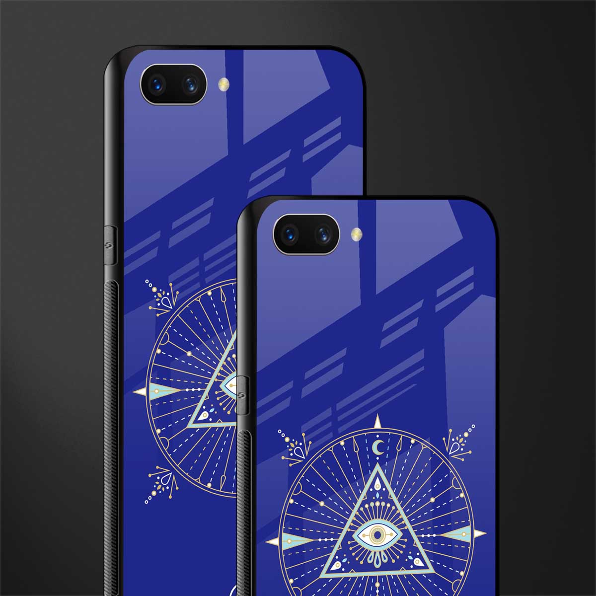 evil eye mandala blue glass case for oppo a3s image-2