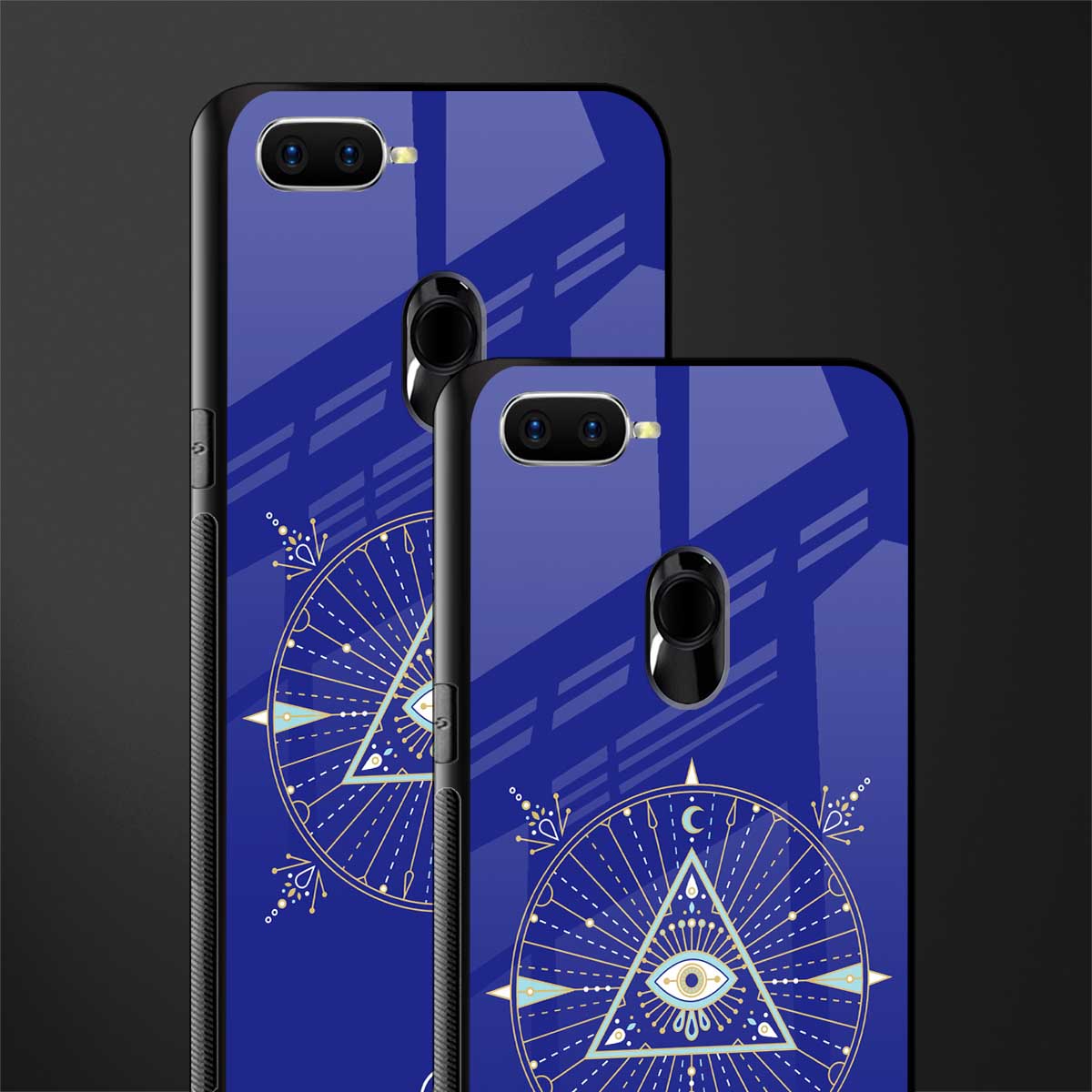 evil eye mandala blue glass case for oppo a7 image-2