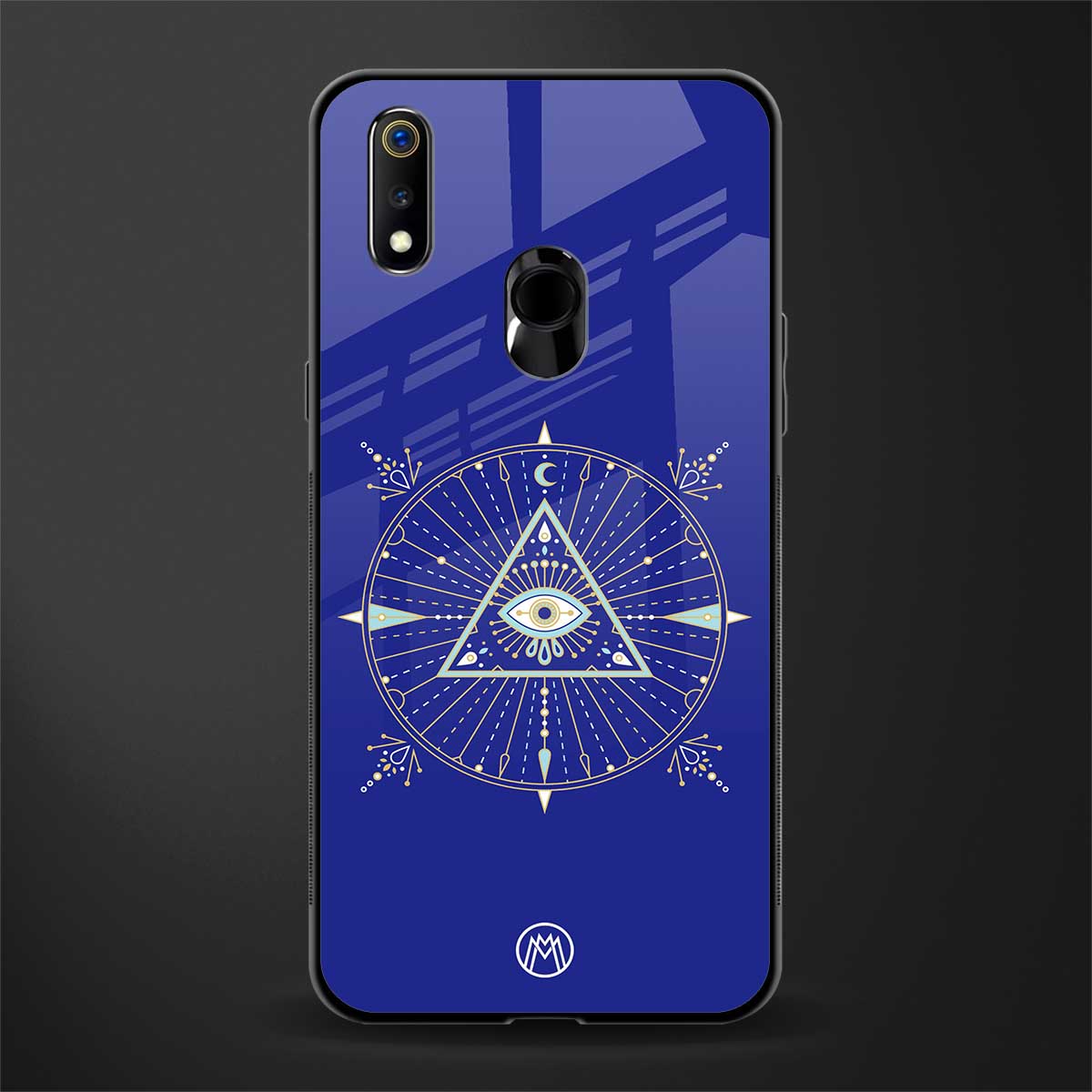 evil eye mandala blue glass case for realme 3 pro image