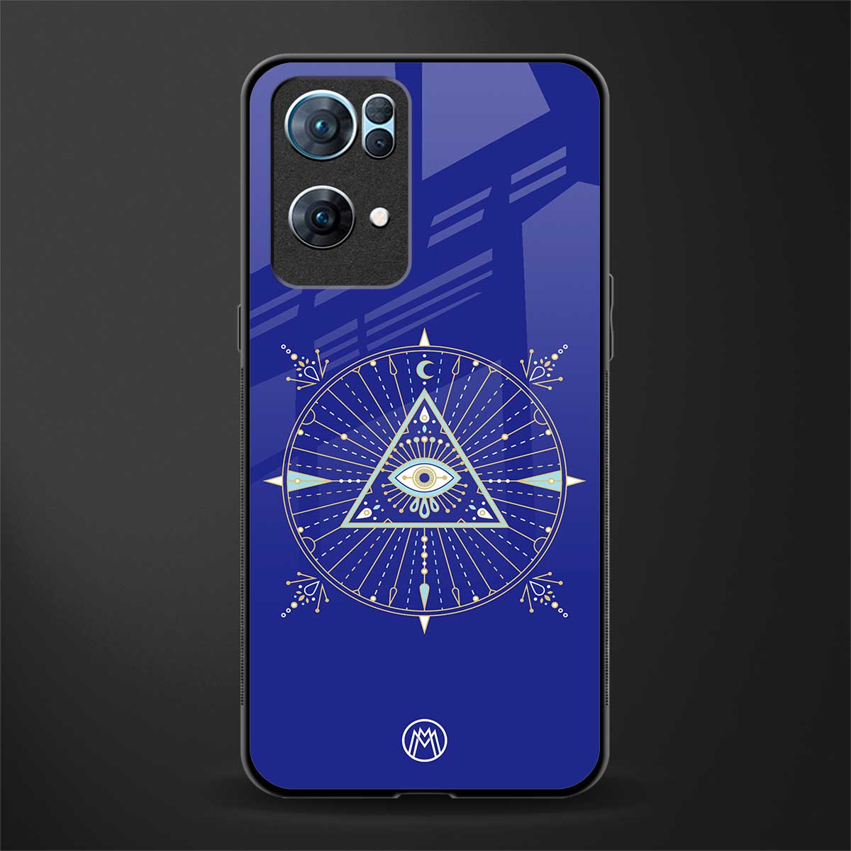 evil eye mandala blue glass case for oppo reno7 pro 5g image