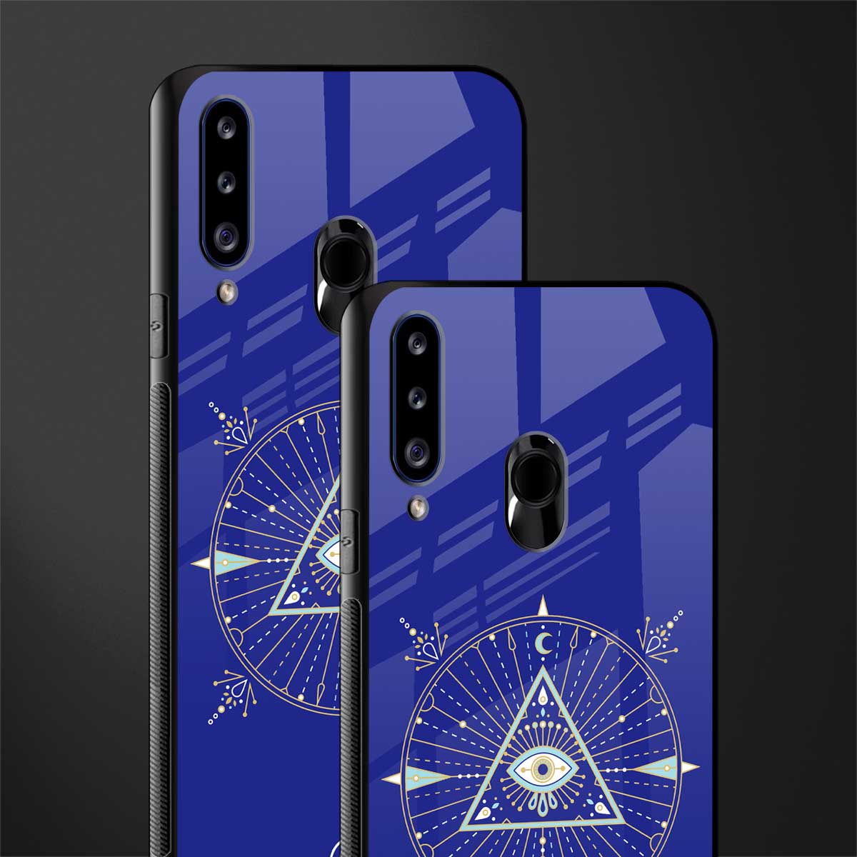 evil eye mandala blue glass case for samsung galaxy a20s image-2