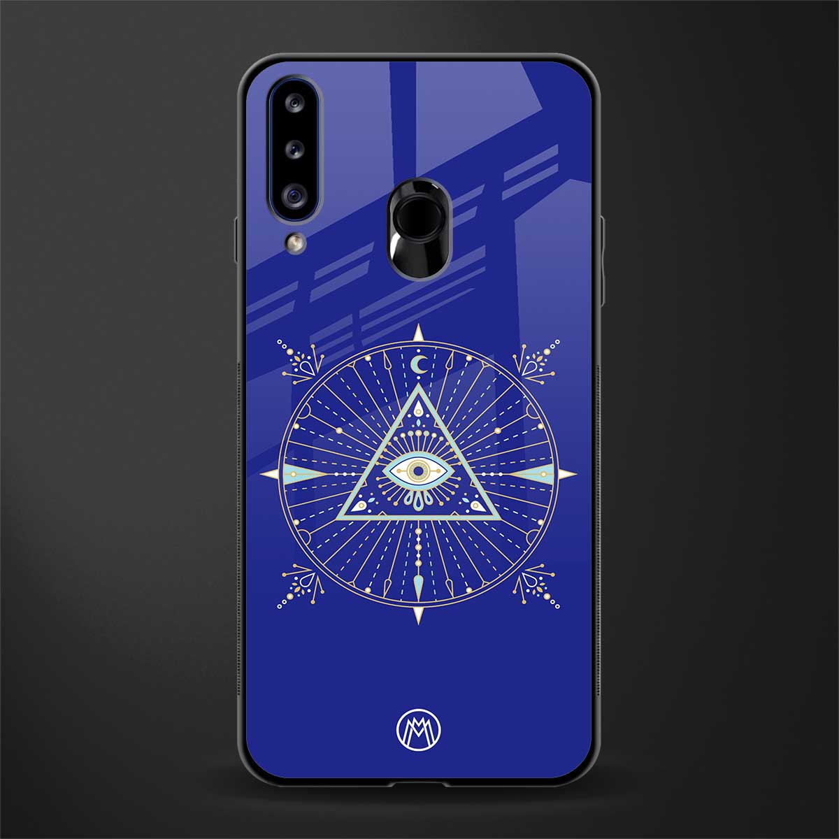 evil eye mandala blue glass case for samsung galaxy a20s image